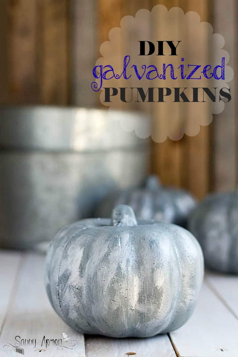 I made these DIY Galvanized Pumpkins with dollar store pumpkins and paint. I love how they look with the other galvanized items that I am using this year.